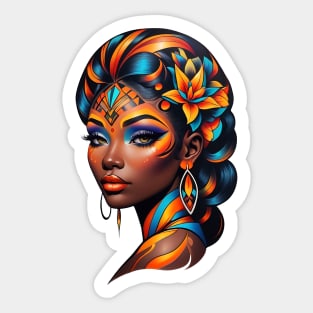 Black Woman Tribal Art retro vintage tattoo design Sticker